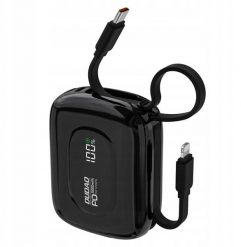 Powerbank Dudao K32 10000 mAh z wbudowanym kablem USB-C/Lightning - czarny. Czarne powerbanki Dudao. Za 60.16 zł.