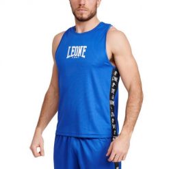 Tank top Leone Ambassador. Niebieskie koszulki sportowe damskie LEONE 1947, bez wzorów, bez ramiączek, na fitness i siłownię. W wyprzedaży za 112.35 zł.