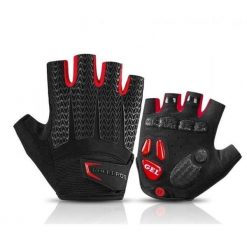 Rękawiczki rowerowe / sportowe ROCKBROS (S169-BR) czarno - czerwone. Czarne rękawiczki męskie ROCKBROS, bez wzorów, z materiału. Za 79.99 zł.