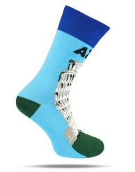 Skarpetki Bawełniane - Tematyczne - Krzywa Wieża w Pizie. Niebieskie skarpety męskie His Story, bez wzorów, z bawełny. Za 29.99 zł.