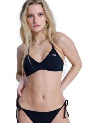 Trójkątny stanik bikini dla Kobiety SOLID ESSENTIALS Czarny. Szare stroje kąpielowe damskie Roxy, xs, bez wzorów, z elastanu. Za 139.99 zł.