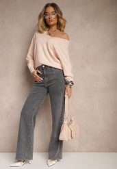 Ciemnoszare Jeansy High Waist o Szerokim Kroju Tirfia. Szare jeansy damskie Renee, bez wzorów, z jeansu, eleganckie, z podwyższonym stanem. Za 119.99 zł.