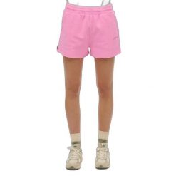 Szorty z logo w kolorze denimowym dla kobiet Superdry. Czerwone szorty damskie Superdry, bez wzorów. W wyprzedaży za 144.00 zł.