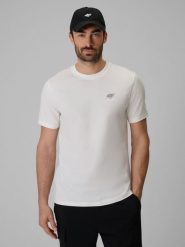 4F T-shirt regular gładki męski - biały M. Białe t-shirty męskie 4F, m, bez wzorów, bez kołnierzyka, bez ramiączek. Za 59.99 zł.