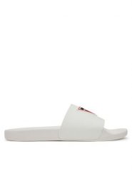 Guess Klapki FMJTOT ELL19 Biały. Białe klapki męskie Guess, z aplikacjami, z tworzywa sztucznego, bez zapięcia. Za 199.99 zł.