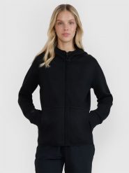 4F Bluza dresowa rozpinana z kapturem damska - czarna L. Czarne bluzy damskie 4F, l, bez wzorów, z dresówki, eleganckie, bez ramiączek, z kapturem. W wyprzedaży za 169.99 zł.
