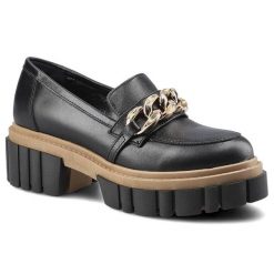 Czarne Półbuty Chebello Damskie Eleganckie Obuwie. Czarne półbuty damskie CheBello, bez wzorów, ze skóry, eleganckie, bez obcasa, na płaskiej podeszwie, bez zapięcia. Za 279.00 zł.