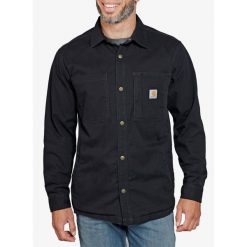 Koszula turystyczna męska Carhartt Fleece Lined Snap Front Shirt Jac. Czarne koszule męskie Carhartt, m, bez wzorów, casualowe, bez kołnierzyka, bez ramiączek. Za 455.99 zł.