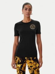 Versace Jeans Couture T-Shirt 80HAHT02 CJ03T Czarny Slim Fit. Czarne t-shirty damskie Versace Jeans Couture, m, bez wzorów, z bawełny, bez kołnierzyka, bez ramiączek. Za 439.99 zł.