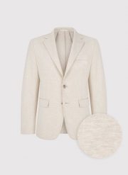 PAKO LORENTE - Beżowa dzianinowa marynarka męska. Brązowe garnitury męskie Pako Lorente, m, bez wzorów, z dzianiny, casualowe, bez kołnierzyka, bez ramiączek. Za 799.99 zł.