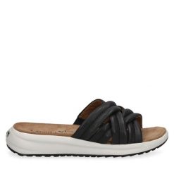 Klapki Caprice. Niebieskie klapki damskie Caprice, bez wzorów, bez obcasa, bez zapięcia. Za 299.99 zł.