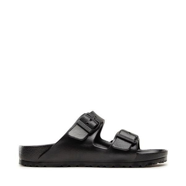 Klapki Birkenstock. Czarne klapki damskie Birkenstock, bez wzorów, bez obcasa, bez zapięcia. Za 249.99 zł.
