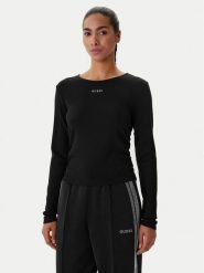 Guess Bluzka V6RP08 KD932 Czarny Slim Fit. Czarne bluzki damskie Guess, s, z aplikacjami, bez kołnierzyka, bez ramiączek. Za 279.99 zł.