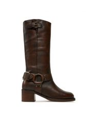 Bronx Kozaki High boots 14291-A Brązowy. Brązowe kozaki damskie Bronx, bez wzorów, ze skóry, bez obcasa, na słupku, bez zapięcia. Za 1,029.00 zł.