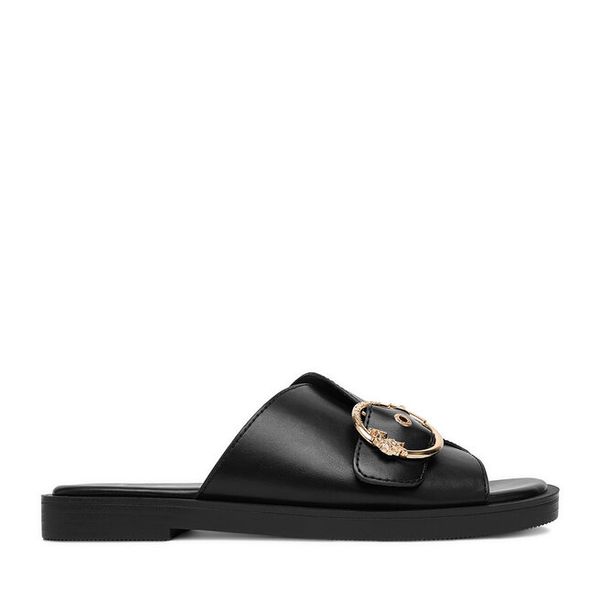 Klapki U.S. Polo Assn. Czarne klapki damskie U.S. Polo Assn., bez wzorów, marine, bez obcasa, bez zapięcia. Za 127.99 zł.
