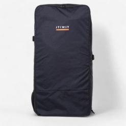 Plecak transportowy Decathlon 128 l do desek SUP i kajaków pneumatycznych. Niebieskie plecaki męskie Decathlon, bez wzorów, z poliamidu, sportowe. Za 189.99 zł.