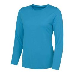 Koszulka Damska Z Długim Rękawem. Białe bluzki damskie JUST COOL, xl, bez wzorów, sportowe, bez kołnierzyka, bez ramiączek. Za 69.99 zł.
