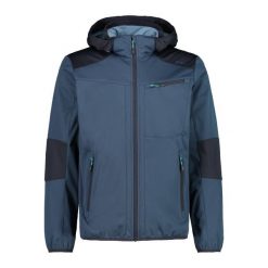 Kurtka softshell wodoodporna zapinana na zamek CMP. Niebieskie kurtki męskie CMP, bez wzorów, z softshellu, bez kaptura, trekkingowe. W wyprzedaży za 381.40 zł.
