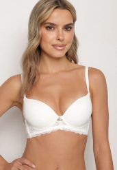 Biały Biustonosz Typu Full Cup Push-Up z Koronką Politi. Białe biustonosze Born2be, z aplikacjami, z koronki. Za 29.99 zł.