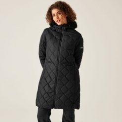 Parka damska Regatta Fritha III. Czarne parki damskie Regatta, bez wzorów, z puchu, bez kaptura. W wyprzedaży za 179.99 zł.