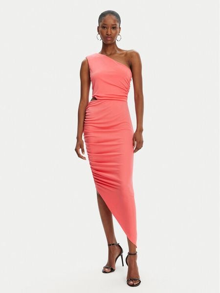 Patrizia Pepe Sukienka koktajlowa 2A2919 J280 R854 Koralowy Regular Fit. Pomarańczowe sukienki damskie Patrizia Pepe, bez wzorów, z syntetyku, wizytowe, bez kołnierzyka, bez ramiączek. Za 849.99 zł.