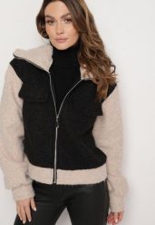Czarno-Beżowa Kurtka Przejściowa z Tkaniny Boucle o Prostym Kroju z Wysokim Kołnierzem Lilwanea. Czarne kurtki damskie Born2be, l, bez wzorów, z dzianiny, bez kaptura. Za 94.99 zł.