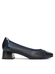 Caprice Półbuty 9-22304-46 Granatowy. Niebieskie półbuty damskie Caprice, bez wzorów, ze skóry, bez obcasa, na obcasie, bez zapięcia. Za 303.99 zł.