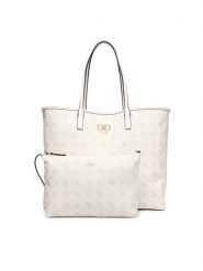 Guess Torebka Emelie Logo HWGP99 28240 Kremowy. Białe shopperki damskie Guess, z aplikacjami, ze skóry, bez dodatków. Za 674.99 zł.