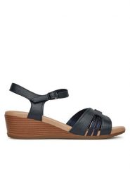 Lasocki Sandały WB-ELIA-02 Granatowy. Niebieskie sandały damskie Lasocki, bez wzorów, ze skóry, bez obcasa, na koturnie, bez zapięcia. W wyprzedaży za 111.99 zł.