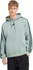 Adidas Bluza męska Essentials 3-Stripes Fleece Hoodie jasnozielona KY4172 M. Zielone bluzy męskie Adidas, m, bez wzorów, bez kaptura. Za 279.71 zł.
