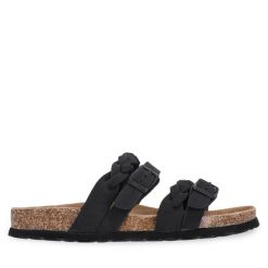 Klapki CRUZ. Czarne klapki damskie CRUZ, bez wzorów, bez obcasa, bez zapięcia. Za 119.99 zł.