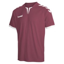 Koszulka sportowa HUMMEL core SS poly bordowa. Czerwone koszulki sportowe damskie Hummel, m, bez wzorów, bez ramiączek, do piłki nożnej. Za 37.00 zł.