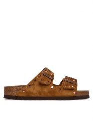 Birkenstock Klapki Arizona Rivet 1031731 Brązowy. Brązowe klapki damskie Birkenstock, bez wzorów, ze skóry, bez obcasa, bez zapięcia. Za 639.99 zł.