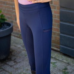 Damskie legginsy jeździeckie z pełną przyczepnością Harry's Horse Denici. Niebieskie legginsy damskie HARRYS HORSE, z aplikacjami, z elastanu. Za 286.50 zł.
