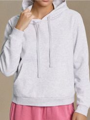 Bluza hoodie basic - szary. Szare bluzy damskie Sinsay, l, bez wzorów, bez ramiączek, bez kaptura. Za 29.99 zł.