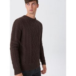 Sweter z warkoczowym splotem - Bordowy. Czerwone swetry męskie House, m, bez wzorów, ze splotem, bez kołnierzyka, bez ramiączek. Za 119.99 zł.