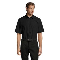 Męska Koszula Z Krótkim Rękawem Bristol Poplin. Czarne koszule męskie SOL'S, l, bez wzorów, casualowe, bez kołnierzyka, bez ramiączek. Za 128.99 zł.