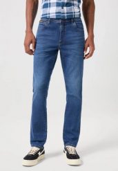 WRANGLER TEXAS SLIM MĘSKIE SPODNIE JEANSOWE JEANS DŻINSY HARVEY BLUE 112350817 W12S017973. Niebieskie jeansy męskie Wrangler, z jeansu. Za 229.99 zł.