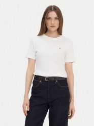 Tommy Hilfiger T-Shirt New Cody WW0WW40587 Kremowy Slim Fit. Białe t-shirty damskie Tommy Hilfiger, xxs, bez wzorów, z bawełny, bez kołnierzyka, bez ramiączek. Za 142.99 zł.