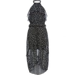 Sukienka z dekoltem halter bonprix czarno-biały w kwiaty. Czarne sukienki damskie bonprix, bez wzorów, bez kołnierzyka, bez ramiączek, mini. Za 79.99 zł.