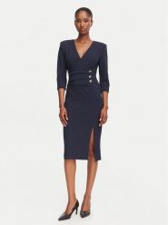 Rinascimento Sukienka koktajlowa CFC0020495002 Granatowy Slim Fit. Niebieskie sukienki damskie Rinascimento, m, bez wzorów, z syntetyku, wizytowe, bez kołnierzyka, bez ramiączek. Za 629.99 zł.
