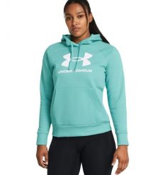 Bluza sportowa damska Under Armour Rival Fleece Big Logo. Niebieskie bluzy damskie Under Armour, l, bez wzorów, z bawełny, klasyczne, bez ramiączek, z kapturem. Za 405.99 zł.