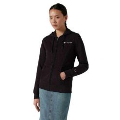 Damska Bluza Z Kapturem Zapinana Na Zamek Błyskawiczny. Czarne bluzy damskie Champion, l, bez wzorów, z bawełny, bez ramiączek, z kapturem. Za 386.99 zł.