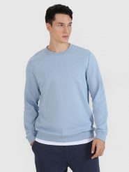 4F Bluza dresowa nierozpinana bez kaptura męska - niebieska L. Niebieskie bluzy sportowe męskie 4F, l, bez wzorów, z bawełny, bez kaptura. W wyprzedaży za 99.99 zł.