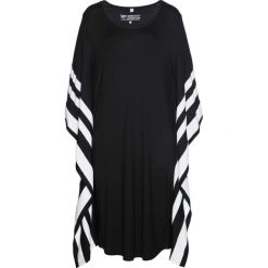 Kaftan shirtowy bonprix czarno-biały. Czarne sukienki damskie bonprix, bez wzorów, bez kołnierzyka, bez ramiączek. Za 124.99 zł.