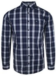 Delikatnie Taliowana Koszula Weekendowa - Pako Jeans - Granatowa w Kratę. Niebieskie koszule męskie Pako Jeans, l, bez wzorów, z bawełny, casualowe, bez kołnierzyka, bez ramiączek. Za 175.00 zł.