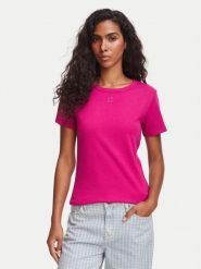 HUGO T-Shirt Deloris 50512002 Różowy Regular Fit. Czerwone t-shirty damskie Hugo, xs, bez wzorów, z bawełny, bez kołnierzyka, bez ramiączek. Za 229.99 zł.