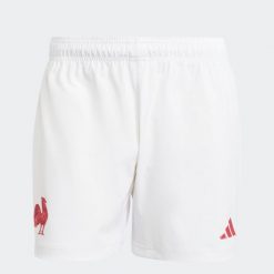 Spodenki do rugby ADIDAS Francuska Reprezentacja Rugby XV de France. Szorty damskie Adidas, bez wzorów, z tkaniny, sportowe. Za 209.99 zł.