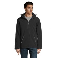 Męska Kurtka Rock Padded Soft Shell Jacket. Szare kurtki męskie SOL'S, l, bez wzorów, z elastanu, z kapturem, trekkingowe. Za 515.99 zł.