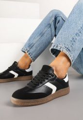 Czarne Sneakersy z Perforacją w Stylu Tenisówek Olirielis. Czarne obuwie sportowe damskie Renee, bez wzorów, z jeansu, bez zapięcia, tenisowe. Za 99.99 zł.
